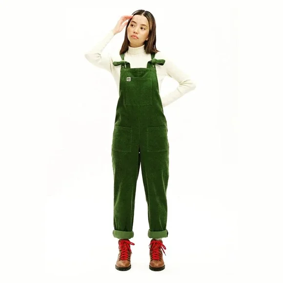 Lucy & Yak Women Size US 16 R Green Corduroy Original Organic Dungaree Overalls - Picture 11 of 11